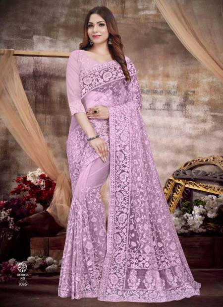 Light Pink Colour LADY ETHNIC CLASSY New Party Wear Heavy Net Stylish Saree Collection 10861